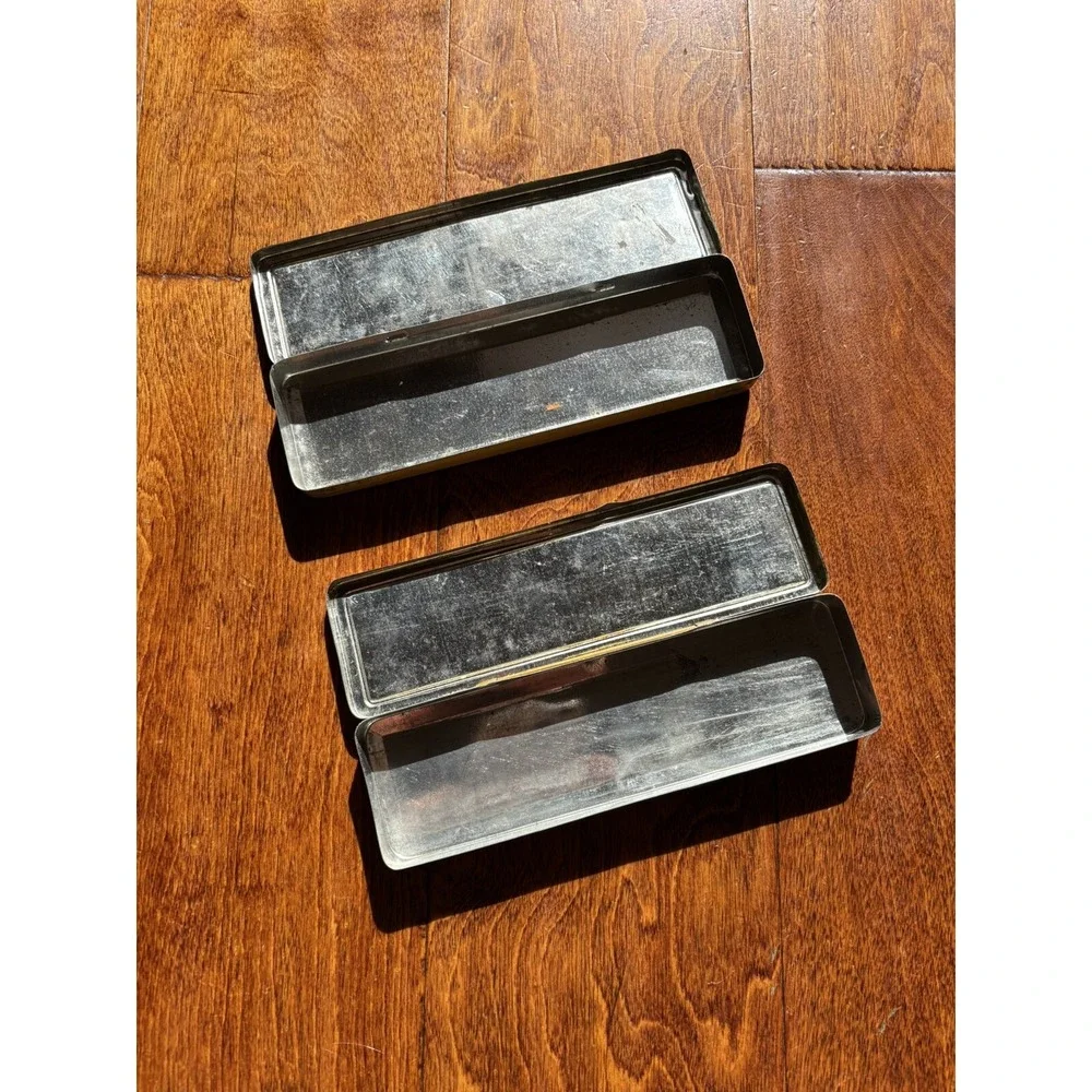 J H Faber Motto Pencil Tin Boxes ANTIQUE 1920s Set Of 2